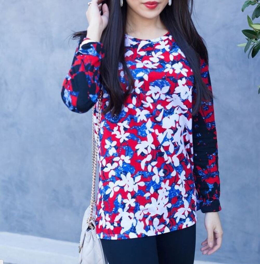 Peter Pilotto Women's Floral Long Sleeve Shirt Top Blouse XL